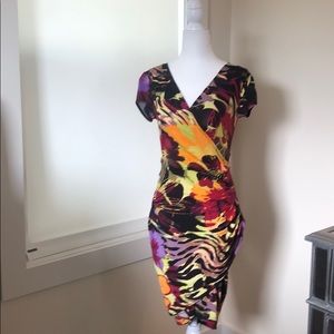 Fall fun colored faux wrap dress